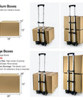 Folding Hand Truck and Dolly 110-lbs Lightweight Portable Luggage Cart for School Travel Office Moving (Black) with boxes