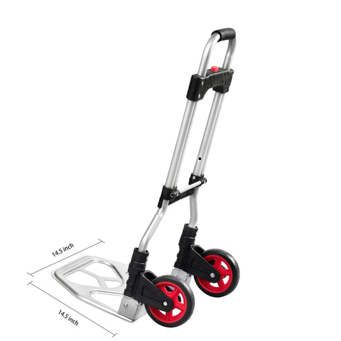Dolly Cart Folding Hand Truck and Dolly,Steel Portable Cart with Telescoping Handle and Nylon+Rubber Wheels 180 lbs Capacity