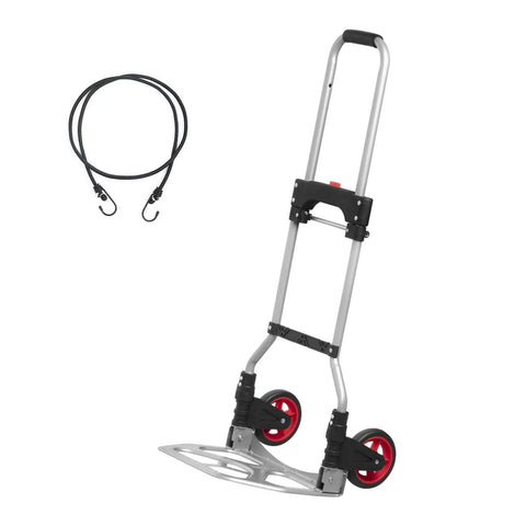 Dolly Cart Folding Hand Truck and Dolly, Steel Portable Cart with Telescoping Handle and Nylon Rubber Wheels, plus bungee cord