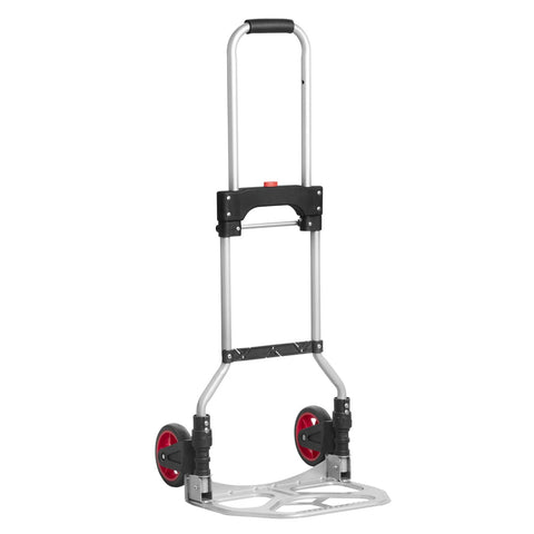 Dolly Cart Folding Hand Truck and Dolly, Steel Portable Cart with Telescoping Handle and Nylon+Rubber Wheels 180 lbs Capacity front view