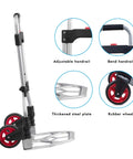 Dolly Cart Folding Hand Truck and Dolly, Steel Portable Cart with telescoping handle and Nylon+Rubber Wheels 180 lbs Capacity, side view