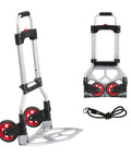 Dolly Cart Folding Hand Truck and Dolly, Steel Portable Cart with Telescoping Handle and Nylon+Rubber Wheels 180 lbs Capacity