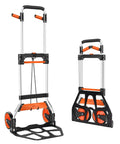 Dolly Cart, 309 lb Aluminum Folding Hand Truck with Swivel Handle, Heavy Duty Utility Dolly Foldable Trolley with Elastic Cord, 7 Inch Wheels