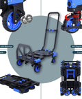 Illustration of 2-in-1 Hand Truck Dolly Foldable,330LB Capacity Hand Dolly featuring foldable design, retractable handle, and 4 wheels.