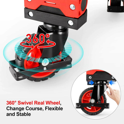 Close-up of 360-degree swivel wheel on 330LB Folding Hand Truck Heavy Duty Dolly Cart, showing rotation mechanism for easy movement.