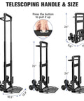 Image showing 460 LBS Stair Climbing Dolly with telescoping handle, dimensions 49.2 inches height, folding cart with wheels for stairs.
