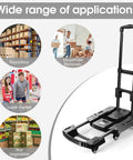Folding Hand Truck 500lb Capacity With 6 Wheels Collapsible Luggage Cart And Elastic Ropes Portable Dolly in various settings