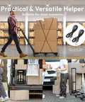 Man using ✝️ Folding Hand Truck 500lbs, Portable Heavy Duty Dolly Cart, carrying boxes in a warehouse, includes 2 elastic ropes.