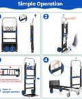 Demonstration of 3-in-1 Folding Hand Trucks, 600Lbs Convertible Hand Truck Dolly, showing conversion steps and features.
