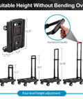 Adjustable Folding Hand Truck Dolly with 4 Rotate Wheels, shown in folded and extended positions, featuring humanized handle design
