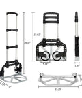 Multiple views of the ✝️ Folding Hand Truck Aluminum Portable Folding Hand Cart 165lbs Capacity Hand Cart and Dolly, black.