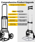 Comparison of J Folding Hand Truck and Dolly, 200 LB Capacity Upgraded Aluminum Dolly Cart with another dolly, highlighting features.