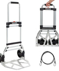 275 Ibs Capacity Folding Hand Truck Dolly, lightweight aluminum frame with 42" telescoping handle, compact design with 7” rubber wheels
