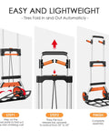 Dolly Cart, 309 lb Aluminum Folding Hand Truck with Swivel Handle, foldable with steps for easy assembly shown in three stages.