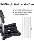 Black folding hand truck with aluminum alloy frame for travel and office use, showing lightweight design and durability features.