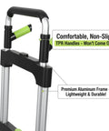Folding Hand Truck and Dolly,309 lb Capacity Aluminum Portable Cart with Telescoping Handle, featuring comfortable TPR handles.