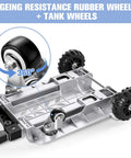 Close-up of 270LBS Utility Luggage Cart with 4 Wheels showing advanced tank wheels and 360-degree rotating rubber wheel.