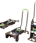 ✝️ COSCO Shifter Multi-Position Folding Hand Truck and Cart, 300 lb. Weight Capacity, Green, 12222PBG1E, shown folded and extended.
