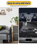 Folded view of ✝️ Upgraded 3 in 1 Folding Hand Truck, 600lbs Capacity, Convertible Dolly stored in a living room and car trunk