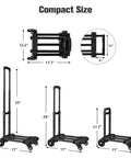 Foldable Luggage Cart for Travel & Moving, 290lbs Dolly Cart with Wheels, dimensions shown for compact storage design