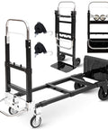 ✝️ Upgraded 3 in 1 Folding Hand Truck, 600lbs Capacity, Heavy Duty Convertible Dolly with Retractable Handle and 4 Rubber Wheels, Collapsible Cart for Moving Home, Office, Warehouse (Black)