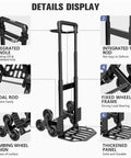 460 LBS Stair Climbing Dolly showing telescoping handle, triangular wheels, and thickened steel frame for smooth stair transport.