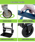 Close-up of 3 In 1 Folding Hand Truck With Retractable Handle And Four Rubber Wheels Heavy Duty Collapsible Cart 600 Lbs Capacity