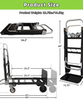 3 In 1 Folding Hand Truck With Retractable Handle And Four Rubber Wheels Heavy Duty Collapsible Cart 600 Lbs Capacity No Assembly Required