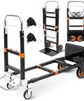 Upgraded 3 in 1 Folding Hand Truck, 500lbs Capacity Heavy Duty Convertible Dolly cart with rubber wheels and telescopic handle