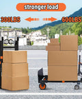 Upgraded 3 in 1 Folding Hand Truck, 500lbs Capacity Heavy Duty Convertible Dolly cart with Rubber Wheels loaded with boxes