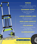 Folding Hand Truck and Dolly,309 lb Capacity Aluminum Portable Cart with Telescoping Handle and PP+EVA Wheels, front view.