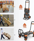 ✝️ 330LB Folding Hand Truck Heavy Duty Carrying, Combination of Four Wheels and Two Wheels Convertible Dolly Cart with Retractable Handle Dolly for Moving Office Carts(Orange) in various use scenarios