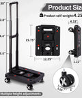 Folding Hand Truck Lightweight Hand Truck Dolly Foldable with 4 rotate wheels, adjustable handle, and collapsible design in black.