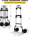 330 LB Capacity Folding Hand Truck Dolly Cart with telescoping handle, 6.7 inch rubber wheels, portable aluminum design for moving and travel