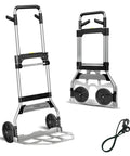 ✝️ Folding Hand Truck Dolly Cart,340LB Capacity Portable Aluminum Dolly Cart with Telescoping Handle and 7 Inch Rubber Wheels shown folded and open.