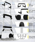 Folding Hand Truck Dolly Cart with 340LB Capacity, telescoping handle, 7 inch rubber wheels, and thickened steel pipe for various uses.