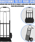 Folding Hand Truck Dolly - 600 LB Capacity, Heavy-Duty Wheels, Compact Design for Warehouses and Homes