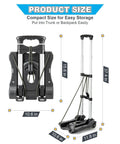 Small Folding Hand Truck Dolly with 2 Wheels, Lightweight Aluminum Foldable Luggage Cart dimensions and compact design displayed