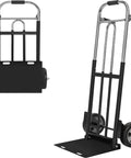 Folding Hand Truck Dolly, 600 LB Capacity, Heavy-Duty Wheels, Compact Design, two angles