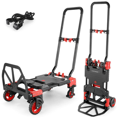 330LB Folding Hand Truck Heavy Duty Carrying, Combination of Four Wheels and Two Wheels Convertible Dolly Cart with Retractable Handle