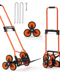 Stair Climbing Cart 260 LBS, Portable Folding Aluminum Trolley Dolly with 6 Mute Wheels, Telescoping Handle, and Accessories