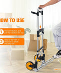 Unfolded ✝️ 380 LB Capacity Folding Hand Truck Heavy Duty Foldable Dolly Cart with Wheels in use, aluminum design