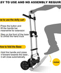 Tutorial on how to use the ✝️ 330 LB Capacity Folding Hand Truck Dolly Cart, Portable Aluminum Dolly Cart with rubber wheels and telescoping handle.