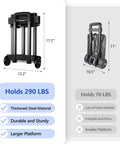 Foldable Luggage Cart for Travel & Moving, 290lbs Dolly Cart with Wheels comparison, thicker steel, durable, 17.7 inches high