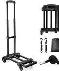 Foldable Luggage Cart for Travel & Moving, 290lbs Dolly Cart with Wheels, Foldable Hand Truck with Expandable Baseplate, accessories shown