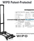 Foldable Luggage Cart for Travel & Moving, 290lbs Dolly Cart with Wheels, foldable hand truck, patent information visible