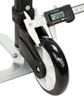 Close-up of replacement wheel on Folding Hand Truck Aluminum Portable Folding Hand Cart 165lbs Capacity Hand Cart and Dolly, black