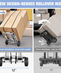 Comparison of 270LBS Utility Luggage Cart with 4 Wheels and a competitor, highlighting stability and wheelbase width