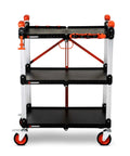 Heavy Duty Folding Jobsite Cart With Three Shelves And 300 Lb Capacity No Assembly Required Pro Grade Tradesman Utility Cart Crescent SiteRunner F3SCBL With 100 Lb Per Shelf Capacity And T Channel Accessory Rail For Easy Tool Attachment