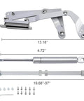 Cabinet Door Hinges, Folding Lift up Top Table Vertical Swing Lift Up Stay Pneumatic Arm Kitchen Mechanism Hinges Durable Silent with dimensions